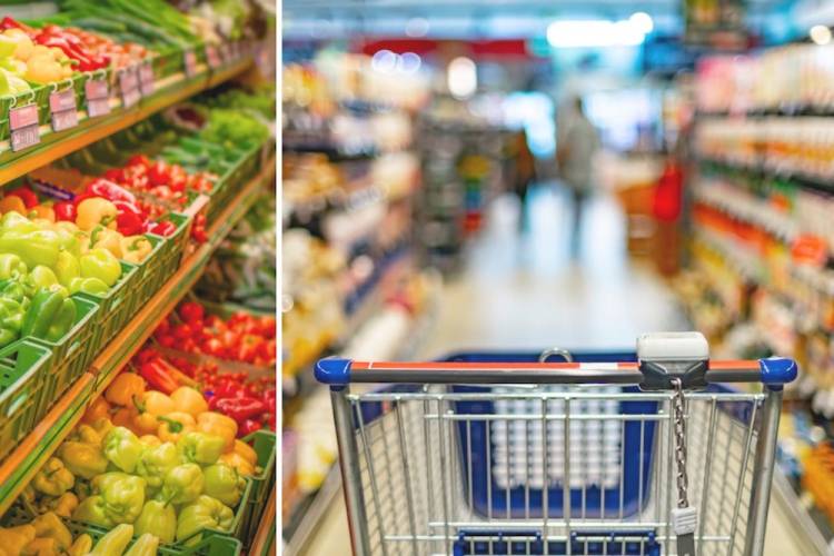 grocery cart and produce view