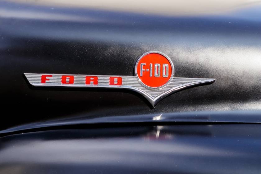 bumper close up of a vintage Ford F-100 car