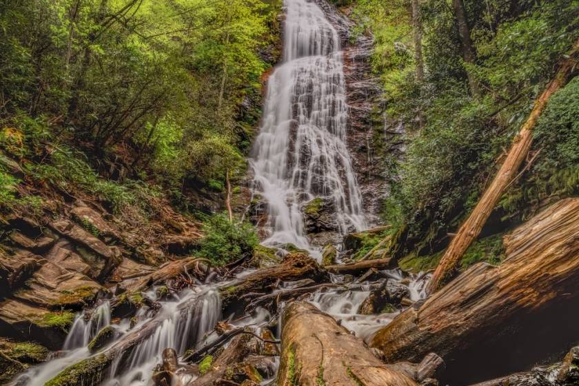 mingo falls waterfall in cherokee, nc