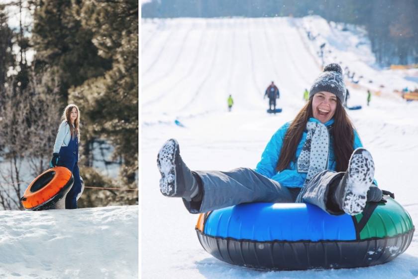 girl snow tubing 